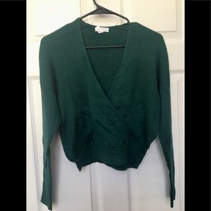 Leith Ribbed Wrap Sweater Evergreen